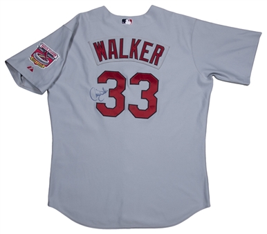 2005 Larry Walker Game Used, Signed & Photo Matched St. Louis Cardinals NLCS Game 5 Road Jersey (Cardinals LOA, Beckett & Resolution Photomatching)